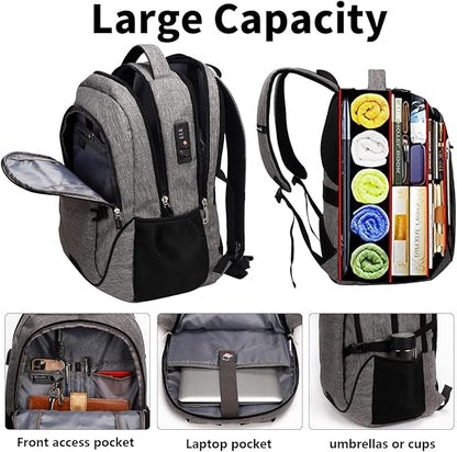 SHRRADOO Travel Laptop Backpack, Business Anti Theft Slim Durable Laptops Backpack with USB Charging Port, College High School Computer Bag for Men Women Fits 16.3 Inch Notebook