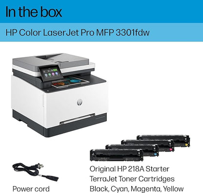 HP Color Laserjet Pro MFP 3301fdw Wireless All-in-One Color Laser Printer, Office Printer, Scanner, Copier, Fax, ADF, Duplex, Best-for-Office (499Q5F)