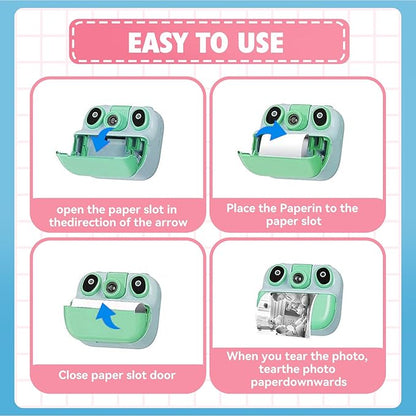 Thermal Paper,𝟏𝟐 𝐑𝐨𝐥𝐥𝐬 Kids Instant Camera Refill Print Paper, Atnadov HD Thermal Paper for Most Kids Instant Camera (White-12 Rolls)