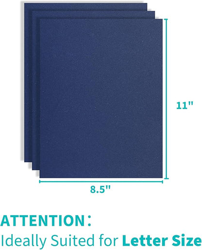 Binditek 100 Pack 12 Mil Sand-Textured Polycover, Midweight Binding Front and Back Covers, Lightly Textured Sand Finish, 8-1/2" x 11", Square Corners, Un-Punched, Navy, Office Supplies