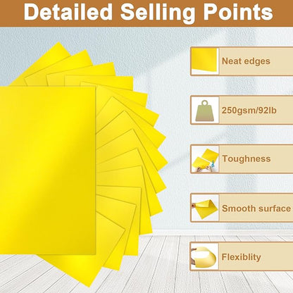 120 Sheets Solar Yellow Shimmer Cardstock 8.5 x 11 Crafts Paper, 250gsm/92lb Premium Construction Paper Card Stock for Cards Making, Greeting Cards, Wedding Invitations, Menus