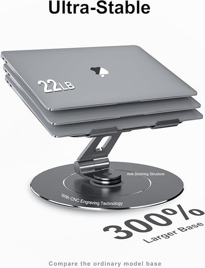 Portable Laptop Stand,【360 ° Rotating Laptop Stand for Desk】,Adjustable Laptop Riser,Ergonomic Computer Notebook Stand Holder for MacBook Air Pro,Dell,XPS,HP(10-17.3")-Black