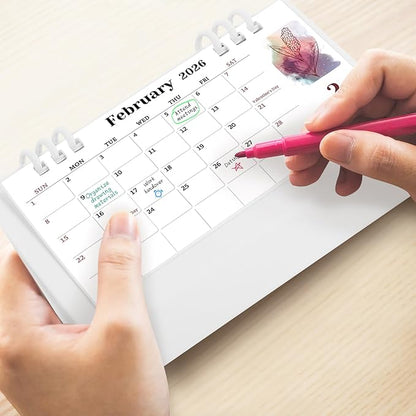 Small Desk Calendar 2024-2025, Aesthetic 2025 Desk Calendar - 6.8" x 3.7" - Runs From November 2024 Until December 2026, 26 Months Mini Desktop Calendar for School, Home and Office Supplies