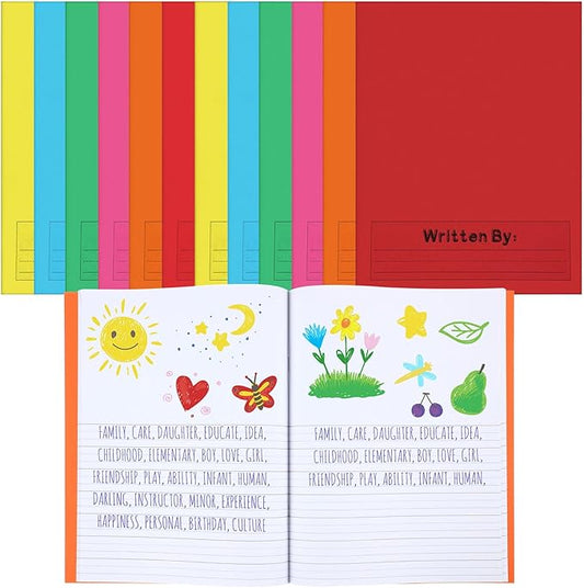 Henoyso 12 Pcs Primary Composition Notebook K-2 9 3/4 x 7 1/2 Inch Primary Journal Blank Writing Book for Kid to Write Draw and Journal 60 Page Notebook Back to School Supplies (Colorful)