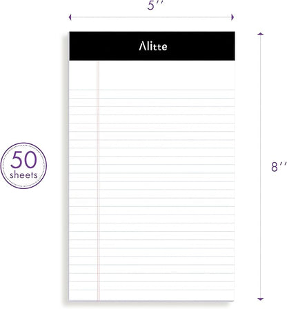 Legal Notepads 5x8, Pack of 12 - Perforated Narrow Ruled Writing Pad - Premium Thick Paper, No Ink Bleeding - Blank Legal Pads For Home, Office, School, Business - 50 Sheets Per Notebook
