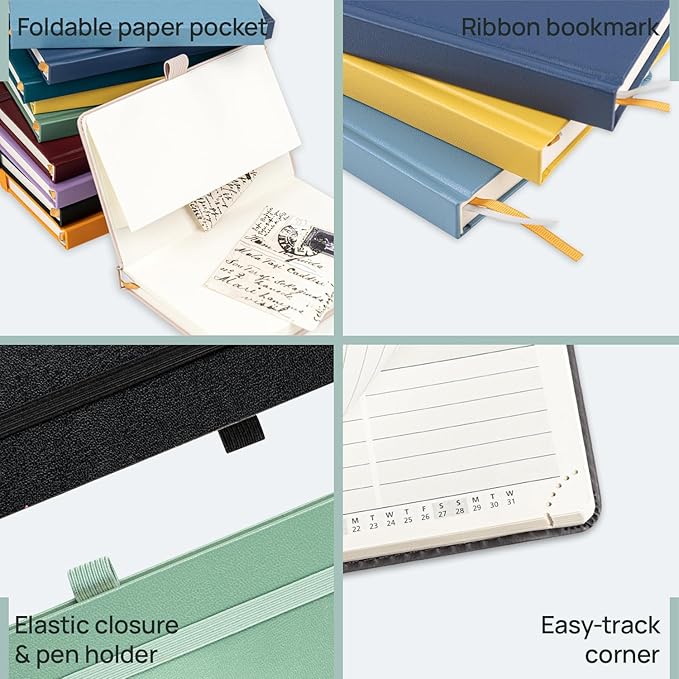 POPRUN Pocket Planner 2024-2025, [Pocket 4''x 6.25'' Hard Cover] Academic Year Calendar Daily Weekly and Monthly (July 24-June 25) with Hourly Time Slots, 100 GSM Paper - Haze Blue
