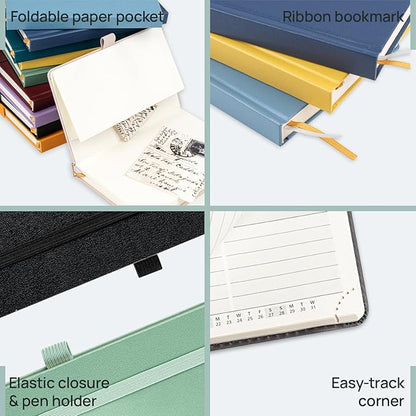 POPRUN Pocket Planner 2024-2025, [Pocket 4''x 6.25'' Hard Cover] Academic Year Calendar Daily Weekly and Monthly (July 24-June 25) with Hourly Time Slots, 100 GSM Paper - Haze Blue