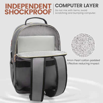 LOVEVOOK Laptop Backpack for Women 18.4 inch,Cute Womens Travel Backpack Purse,Professional Laptop Computer Bag,Waterproof Work Business College Teacher Bag Carry on Backpack with USB Port,Purple Gray