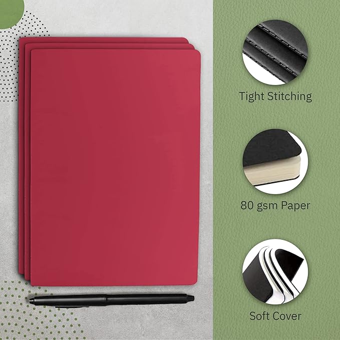 Simply Genius A5 Notebooks for Work, Travel, Business, School & More - College Ruled Notebook - Softcover Journals for Women & Men - Lined Note Books with 92 pages, 5.5" x 8.3" (Wine, 6 pack)