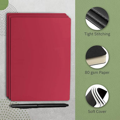 Simply Genius A5 Notebooks for Work, Travel, Business, School & More - College Ruled Notebook - Softcover Journals for Women & Men - Lined Note Books with 92 pages, 5.5" x 8.3" (Wine, 6 pack)