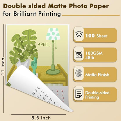 Koala Photo Paper Double-side Matte 8.5X11 Inches Compatible with Inkjet Printer 48LB Presentation Paper 100 Sheets