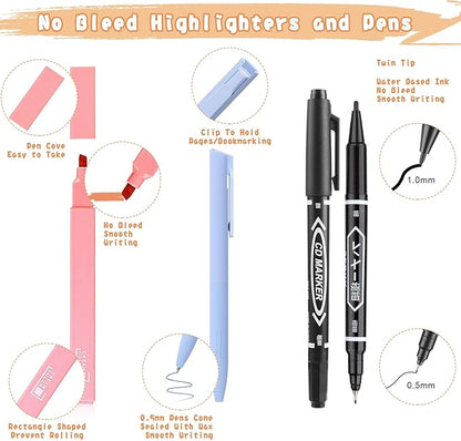 Bible Journaling Kit, Include 12 Bible Highlighters and 6 Pens No Bleed, 90 Laminated Bible Tabs, Magnetic Bookmarks, Sticky Notes, Bible Study Supplies Essentials Set for Women & Men