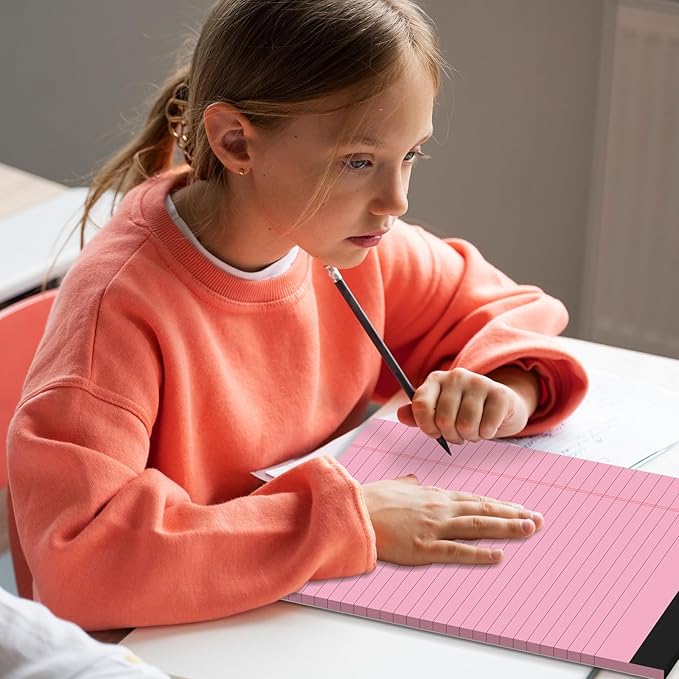 Colored Legal Pads 8.5 x 11 Legal Pads 2 Pack Wide Ruled Notepads Colored Note Pads 8.5x11 Perforated Legal Notepads 21LB Legal Pad 30 Sheets Writing Pads for School, College, Office (Pink/Purple)