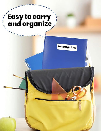 SUNEE 2 Pocket Folders (24 Pack, Blue) Heavy-Duty Plastic Folders with Pockets, Fit 8.5x11 Letter Size Paper, 2-Pocket File Folders for Kids, Home, School, Office