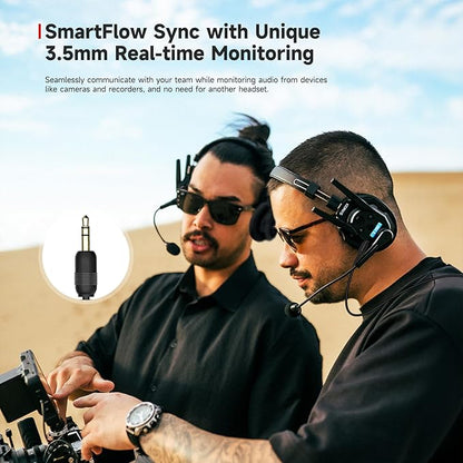 SYNCO XTalk XMax2 Dual-Ear Design Wireless Intercom Headset System Support 2.4GHz 2-Person Team Communication,Dual-mic AI Noise Cancellation,500M/1640FT Real-time Monitoring
