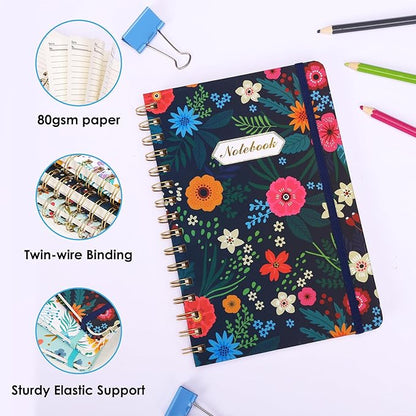 LABUK 5.6 x 8.4 Inches Spiral Notebook, 3 Pack 160 Pages Hardcover Spiral Journal, Suitable for Gifts, Women, Work, Office and School Supplies.
