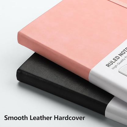 RETTACY Journaling Notebooks, A5 Lined Notebook Journal with 320 Numbered Pages, 5.7'' × 8.3'', Medium Size, Journal Notebook for Writing, Work, Leather Hardcover, 100 GSM Thick Paper (Pink)