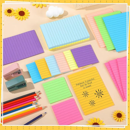 Yexiya 64 Pcs Lined Sticky Notes Self Stick Notes with Lines Bright Assorted Colors Sticky Pad for Home Office Products Post Memos, 1920 Sheets(4 x 6 Inch, 3 x 3 Inch,Vivid Color)