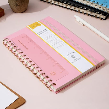 Yoment Spiral Notebook College Ruled A5 Spiral Bound Journal 160 Pages Thick Paper Plastic Hardcover Spiral Notebook 5x7 Wire Bound Notebooks for Note Taking School Office Supplies,Pink