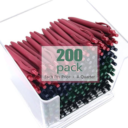 deegtran Pens Bulk, 200 Pack No Bleed Black Barrel Click Pens, Wholesale Retractable Ballpoint Pens, Pens Medium Point, Smooth Ink Pens, 1.0MM Black Ink