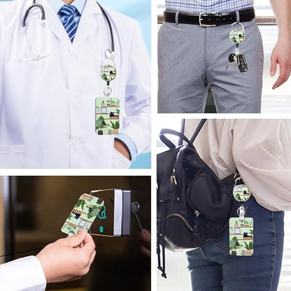 Cute Cat Hidden in The Flowers Badge Holder with Retractable Reel and Breakaway Lanyard，Badge Clips Retractable Heavy Duty Badge Reel，ID Holder with Breakaway Lanyard for School Nurse Office Teen ﻿…