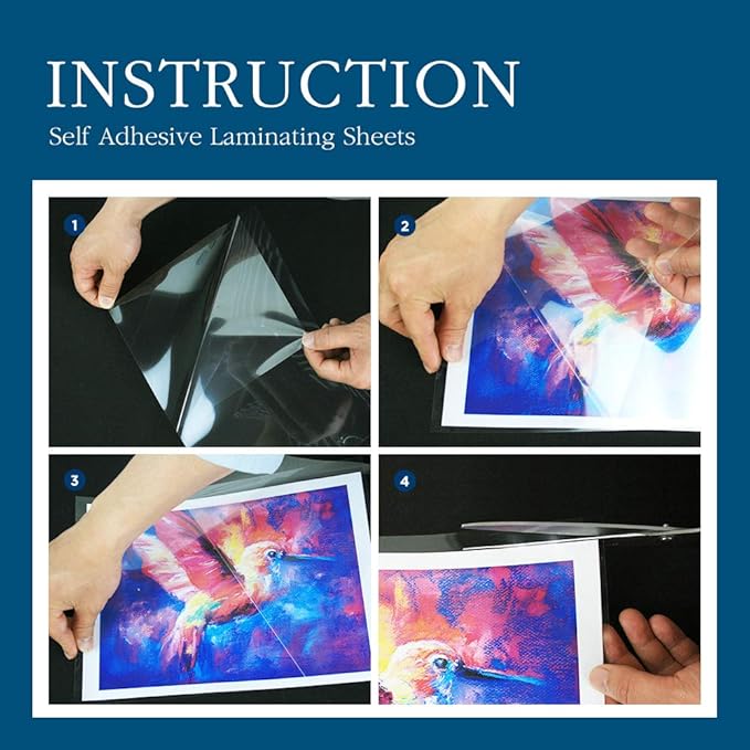 Self Stick Laminating Sheets 8.5 x 11 Inches, 4mil, Pack of 20, No Heat, No Machine, Peel and Stick Laminating Sheets, Self Adhesive Contact Paper, Self Sealing Clear Vinyl Stickers by VIOLLETO