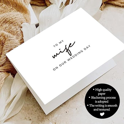 Set of 2 Wedding Cards for Husband and Wife with Matching Envelopes, To My Husband on our Wedding Day Card, To My Wife on our Wedding Day Card. （Husband/Wife B）