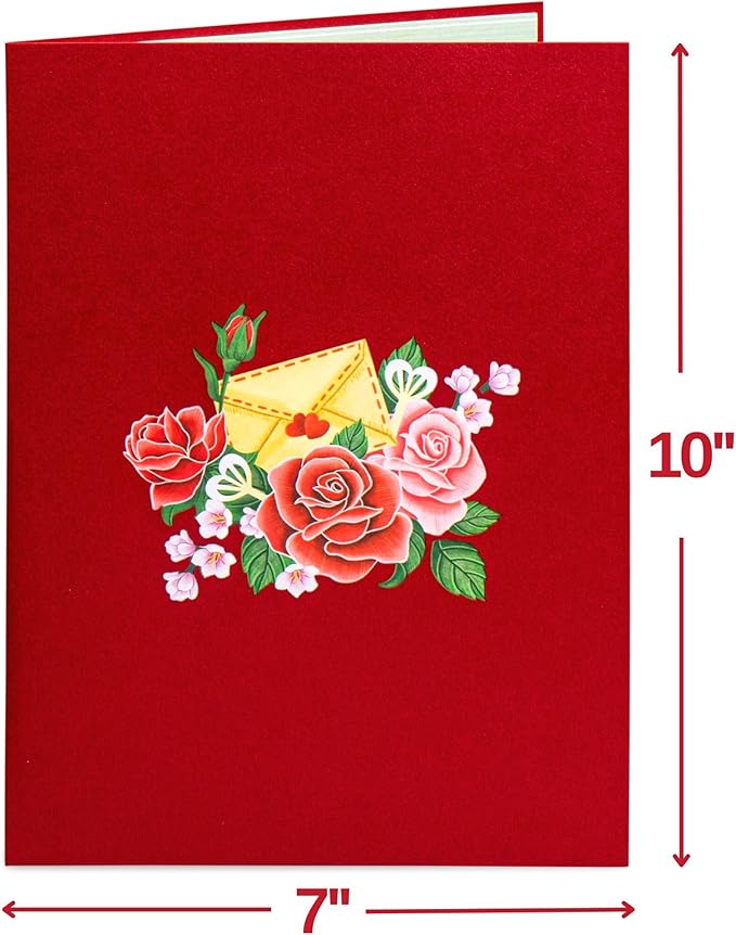 Paper Love 3D Lovely Bouquet Pop Up Flower Bouquet Card, With Detachable Popup Keepsake, Gift for Birthday, All Occasions - Oversized 10" x 7" Cover - Includes Envelope and Note Tag