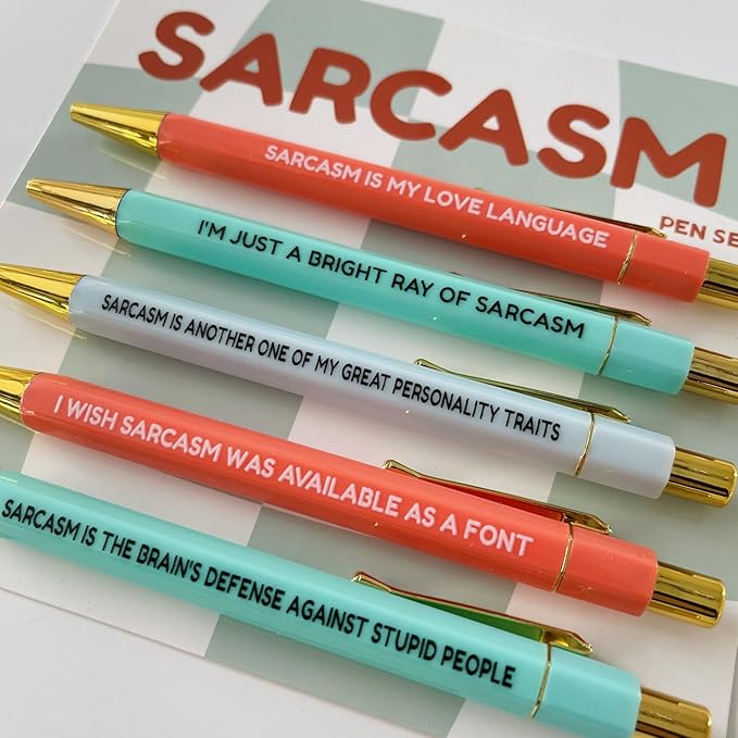 Jxueych Funny Pens 5-Count, Black Ink,Medium Nib 1.0mm, Funny Office Gifts for Coworkers, Personalized Pens Vibrant Funny Quotes Swear Word Daily Pen Set (P)