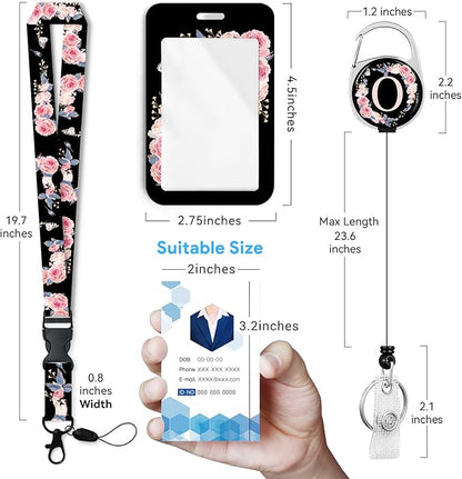 A-Z Badge Holder with Retractable Reel and Breakaway Lanyard Badge Clips Retractable Heavy Duty Badge Reel，Keychain，ID Holder with Breakaway Lanyard for School Nurse Office Teen O
