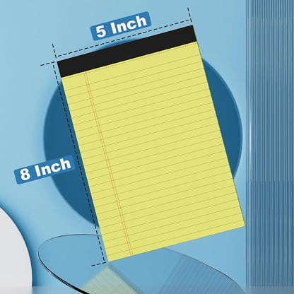 Legal Pads 5 x 8 inch - 8 Pack Yellow Note Pads, 30 Sheets per Notepad, College Ruled Legal Pads, Pads of Paper Writing Pad - Ideal for Office, School or Home Use
