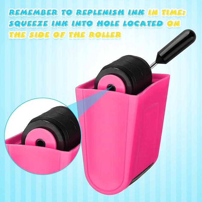 Sherr 2 Handwriting Line Stamp Roller Dashed Handwriting Lines Practice Roller Stamp for Kids, Teachers Kindergarten Education Classroom Back to School Need(2.72 x 2.44 x 1.54 Inch,Light Blue, Pink)