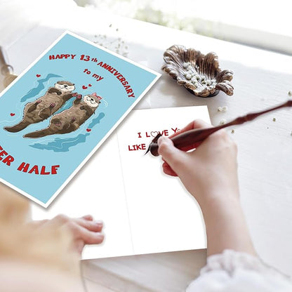 Romantic 13th Anniversary Card for Wife, Husband,Boyfriend,Girlfriend,Funny 13 Year Anniversary Card for Him Her,Gifts Idea for Dad Mom Couple Wedding Anniversary