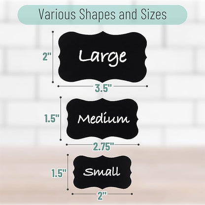 Mr. Pen- Chalkboard Labels, 500 pcs, Assorted Shapes, White Chalk Marker and Small Towel, Labels for Storage Bins and Jars