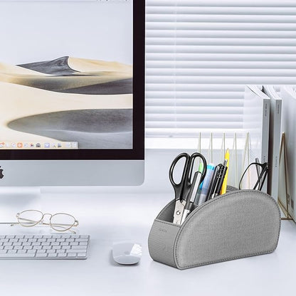 Remote Control Holder with 5 Compartments, KENOBEE Anti-slip Desktop Caddy Storage Organizer for Remote Controllers, Office Supplies, Makeup Brush, Media Accessories, Denim Gray