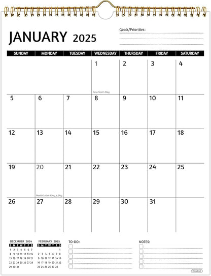 Wall Calendar 2025 – Calendar 2025 Wall, 12 Monthly Calendar, Jan 2024 - Dec 2025, 11.5 x 14.5 In, 2025 Calendar with Large Blocks, Thick Paper, Holidays, To-do ＆ Notes, Great for Organizing
