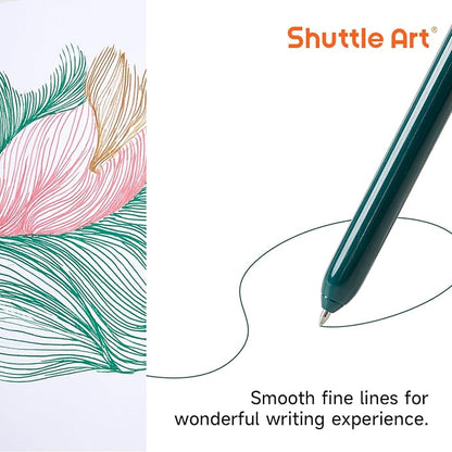 Shuttle Art Colored Retractable Gel Pens, 22 Unique Vintage Ink Colors, 11 Light and 11 Dark Vintage, Cute Pens 0.7mm Point Quick Drying for Writing Drawing Journaling Note Taking School Office Home