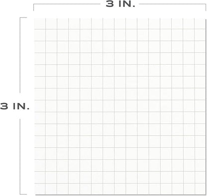 Sticky Notes Graph Paper 12pk | 3x3 Inch Small Self Stick Notepads for Desk and School Supplies