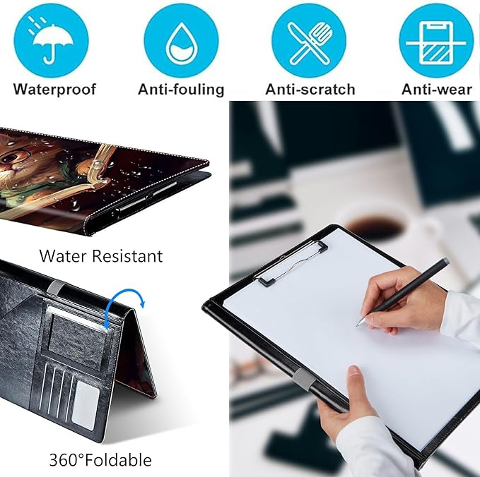 PU Leather Padfolio Folder Clipboard Portfolios Organizer Conference Document Organizer with Business Card Holder Storage Clipboard Writing Pad,Kitten with Glasses