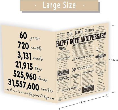 YiKaLus Large 60th Anniversary Card Gift for Parents, Vintage 60 Years Marriage Aday Gift Ideas for Women Men, Naughty 60 Anniversary Decorations for Husband Wife