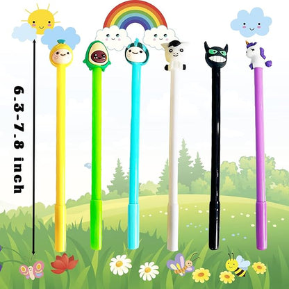 70 Pieces Cute Cartoon Gel Ink Pens,Random Novelty Kawaii Pens,Cool Assorted Styles Writing Pen for Kids,School Office Home Supplies,Gift