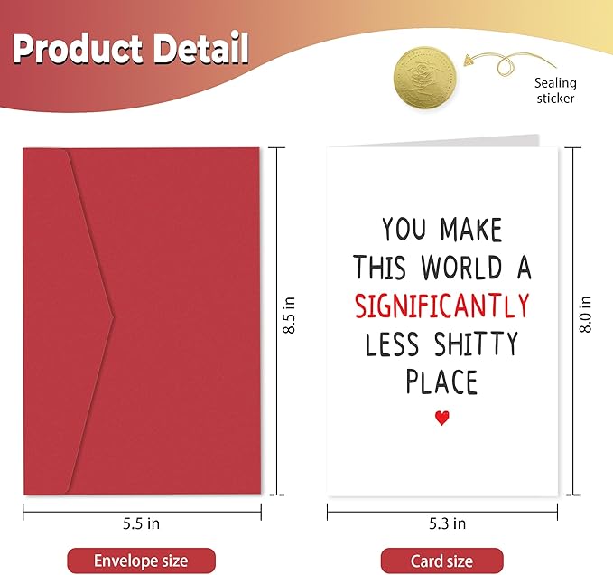 Funny Birthday Card for Best Friend, Romantic Anniversary Card for Husband Wife, Thank You Card for Him Her, Thinking of You Card for Women Men, You Make The World Better
