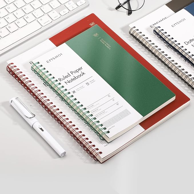 EMSHOI Lined Journal Spiral Notebook 5.7" x 8.22" - 4 Pack 640 Pages 100gsm Thick Paper, A5 Small Notebooks College Ruled, Plastic Hardcover Journals for Writing Women Men Work School Supplies