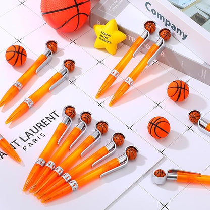 Zhanmai 24 Pcs Novelty Basketball Pens Sports Ballpoint Pens Basketball Party Favors Desk Cool Writing Tool for Students Supplies Stationery School Office Decor(Orange,Basketball)