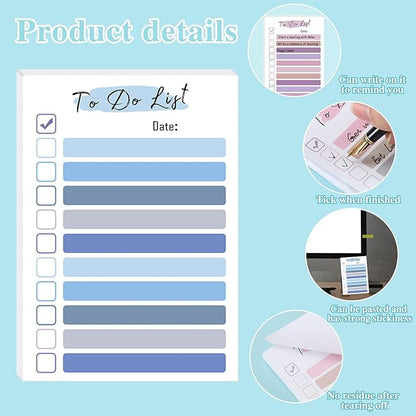 4 Packs to Do List Sticky Notes 4 x 6 Inches to Do Sticky Notes with Line, Adhesive to Do List Checklist Notepad Portable Planner for Home Office Supplies