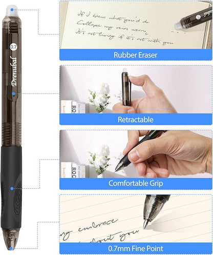 12-Pack Erasable Pen Set,Erasable pens, Erasable Gel Pen, 12-Pack, fine 0.7mm Erasable Pen for a smooth writing experience - perfect for school, office and as a gift for kids or friends.