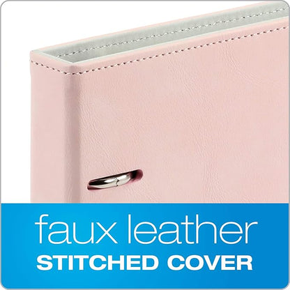 Oxford 6-Ring Professional Notebook, 7 x 9 Inch, Refillable Notebook, Writing Journal, Ivory Paper, 100 Sheets, Blush Pink Faux Leather Cover (90005)
