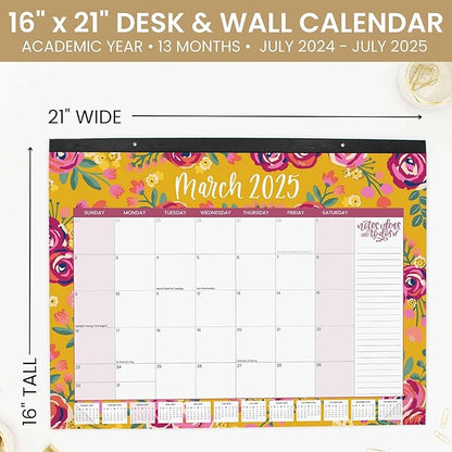 bloom daily planners 2025 Desk Calendar - 21" x 16" Large Monthly Organizer Pad with Stickers (January 2025 - December 2025) Desktop Blotter - Vintage Floral