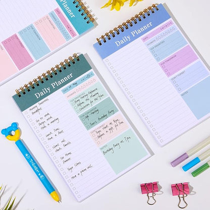 Set of 3 To Do List Notepad, 52 Sheets Undated Daily Planner 2024, 5.2"x7.8" To Do List Notebook, Daily Checklist for School/Office Supplies