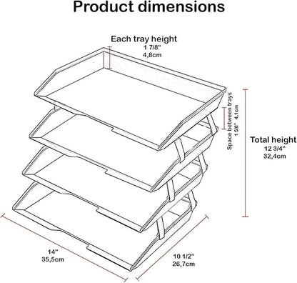 Acrimet 4 Tier Side Load Letter Tray Facility, Desktop File Organizer, A4 Letter Size Paper Organizer, Minimalist Storage Solution Paper Tray for Office, Home, Classroom (Plastic, Clear Blue Color)